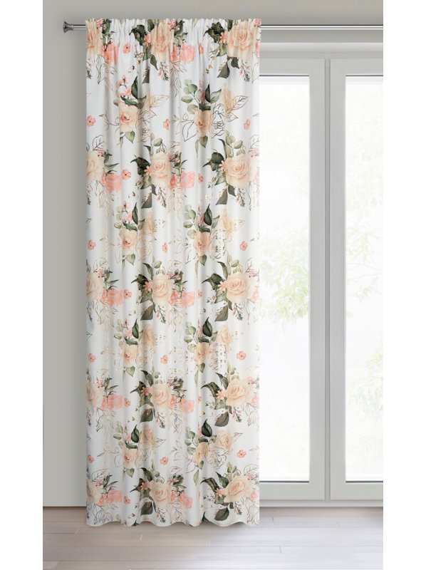 Rose Room Darkening Curtain Single Panel, White