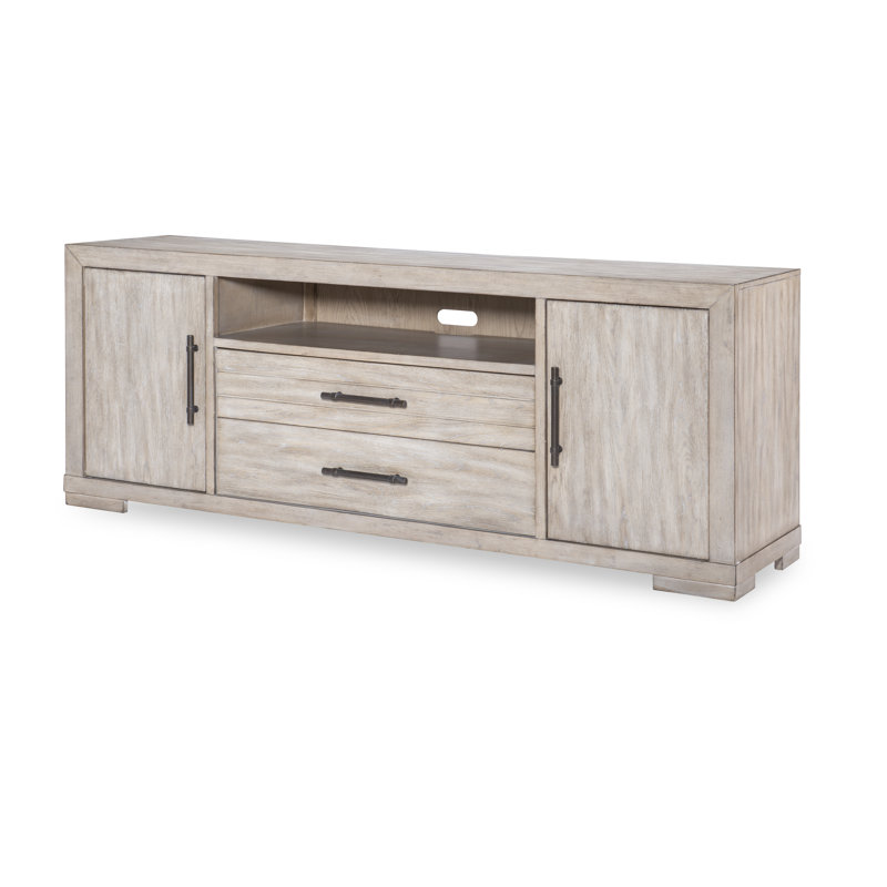 Appleton Unfinished TV Stand for TVs up to 75", Weathered Oak
