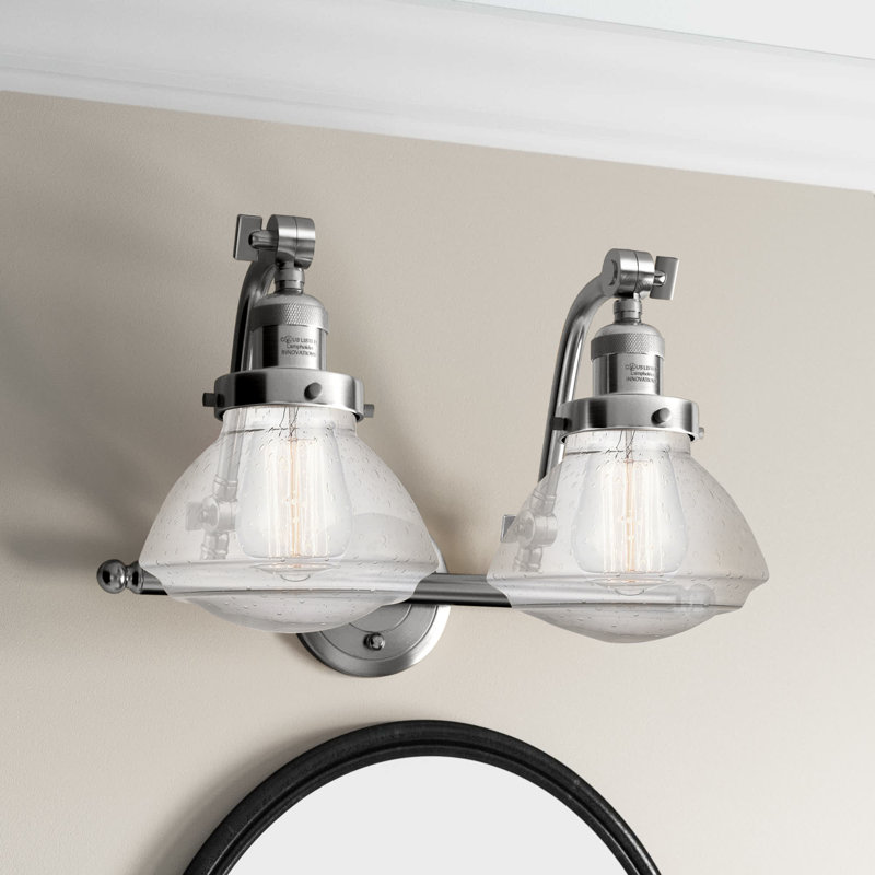 Éclairage pour salle de bain 2 lumières Chesterville, Chrome poli, Grainé, Ampoule non incluse