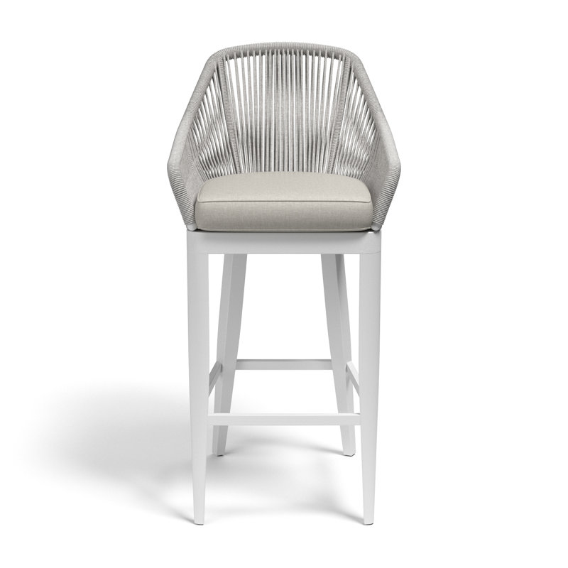 Miami Outdoor Bar Stool, Echo Ash Sunbrella®, White