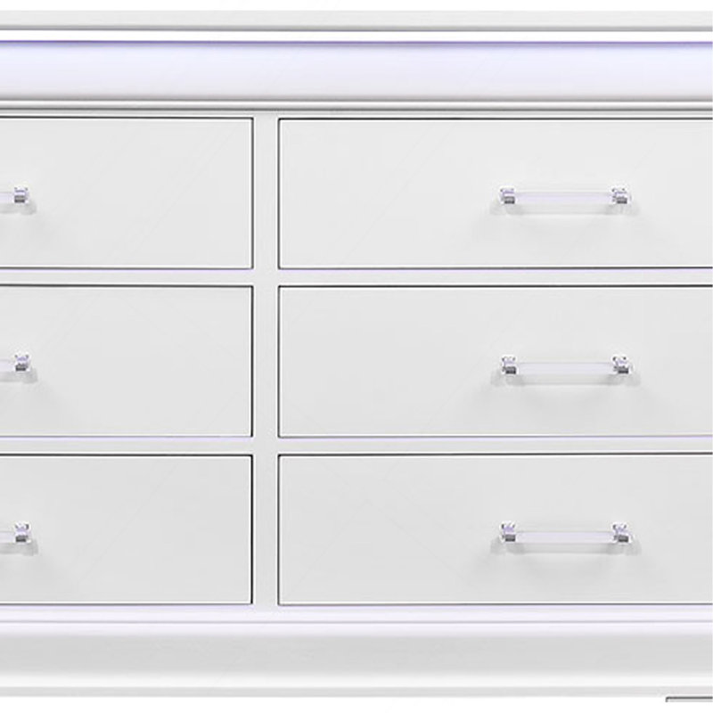 Commode 6 tiroirs avec éclairage décoratif DEL, Blanc