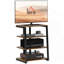 Meuble télé compact pour téléviseur de 28 po avec tablettes réglables et support de rallonge, parfait pour les petits salons en brun rustique