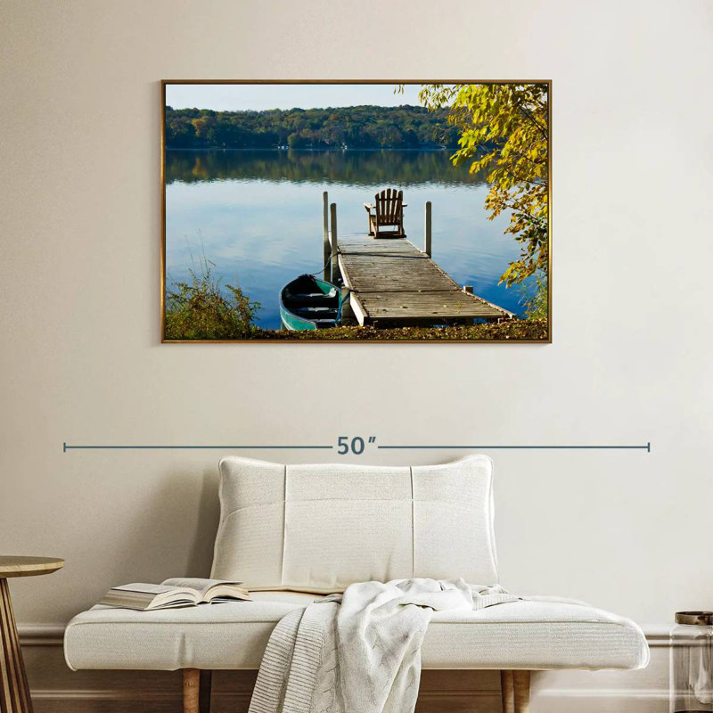 Lac Léman matin calme, Cadre flottant doré, 40 po x 27 po