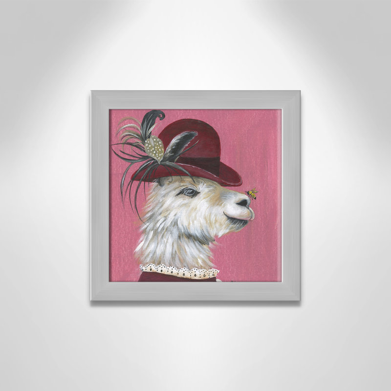 Art sur toile llama, H 14 po x l 14 po x P 0,625 po, Cadre argenté