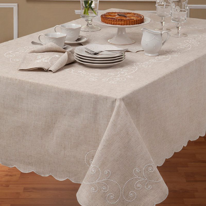 Lenox French Perle Embroidered Tablecloth, 52" x 70" Rectangle