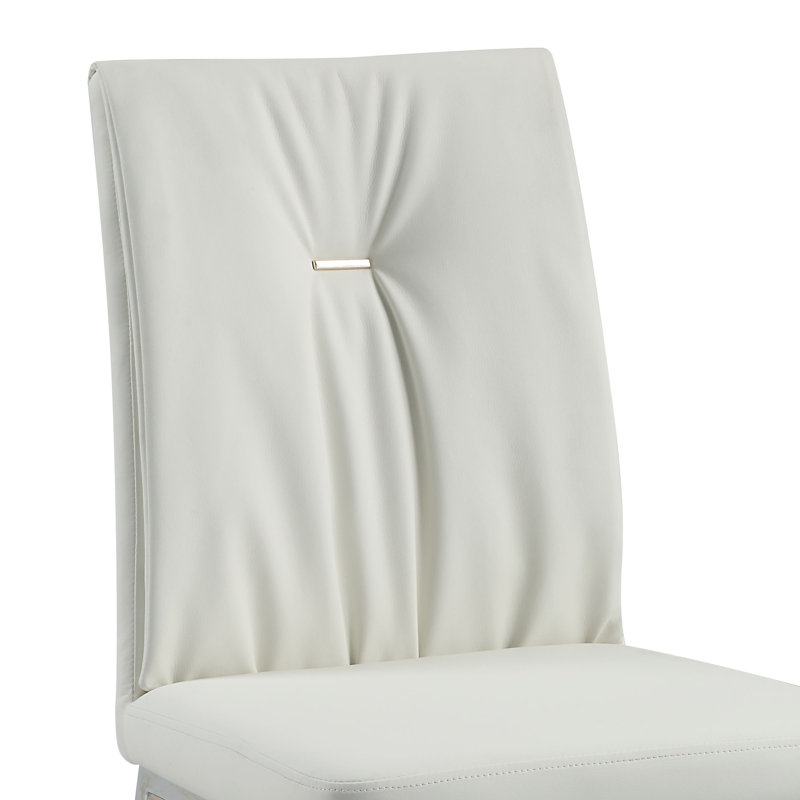 Chaise d'appoint rembourrée beige et chrome Antwaun