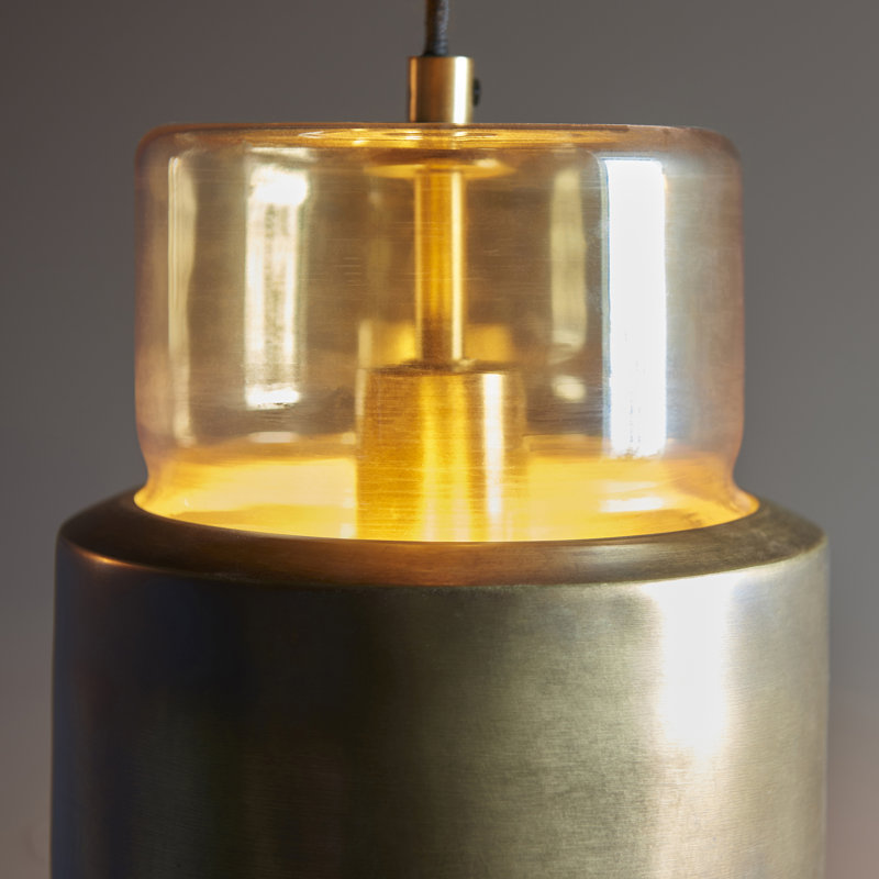 Alzahraa 1 - Light Cylinder Pendant, Brass Patina, Champagne