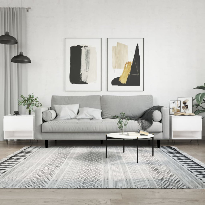 Four Leg Coffee Table with Storage, High Gloss White