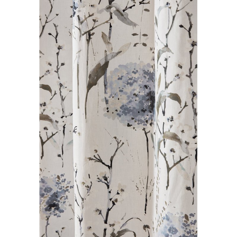 PALLINGTON BLOOM SMOKE BLUE B/OUT EYELET CURTAIN, 64X90