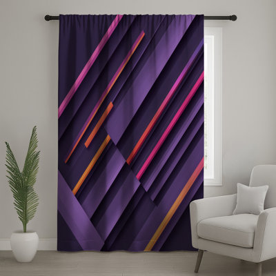 Rideaux de fenêtre à motif géométrique mauve, rose et orange