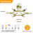 DLLT 6-Light Sputnik Semi Flush Mount Ceiling Light, Gold