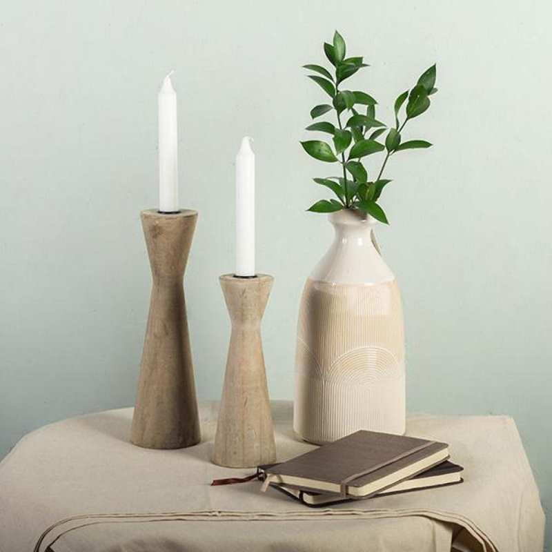 Grand porte-bougie en bois, H 12 po x l 3,5 po x P 3,5 po