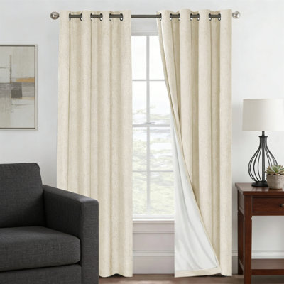 Blackout Thermal Insulated Linen Curtains 2 Panels, 52X96 Inch, Bleached Sand