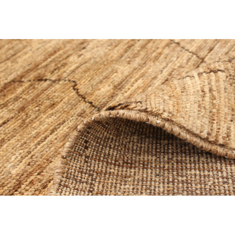 Tapis unique en laine noué à la main style marocain des années 2010 de 6 pi 1 po x 8 pi 6 po brun Demi-Leigh
