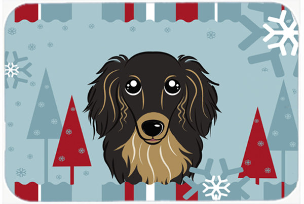 Tatig Longhair Dachshund Glass Cutting Board, Black/Tan