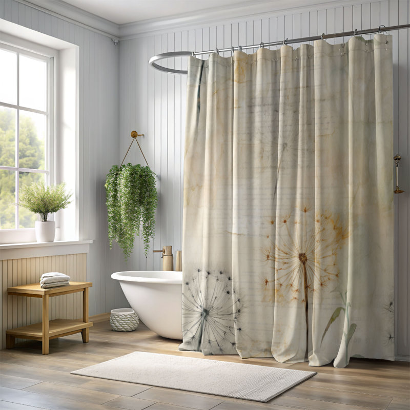 Rideau de douche Dandelion Bliss - Premium, H 74 po x l 71 po