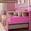 Lit de jour simple en métal robuste avec support en lattes d'acier, canapé-lit rose-129208428-129208425