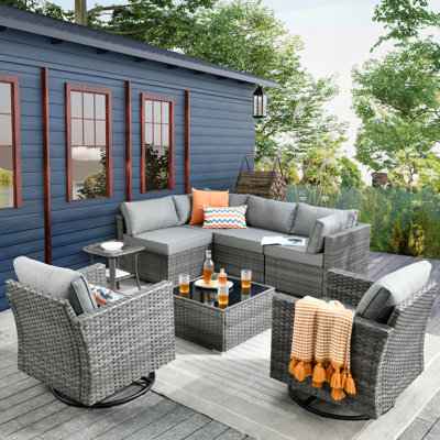 Kalisha Premium All-Weather Wicker 6 - Person Patio Conversation Set with Cushions