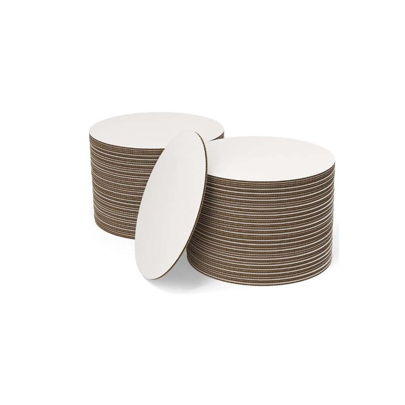 Plateaux à gâteaux ronds de 12 pouces Ecoqualité - Assiettes à gâteaux en carton blanc de qualité alimentaire, assiettes à gâteaux jetables, base à pâtisserie durable, cercles à gâteaux robustes pour les mariages, les anniversaires et les fêtes (200)