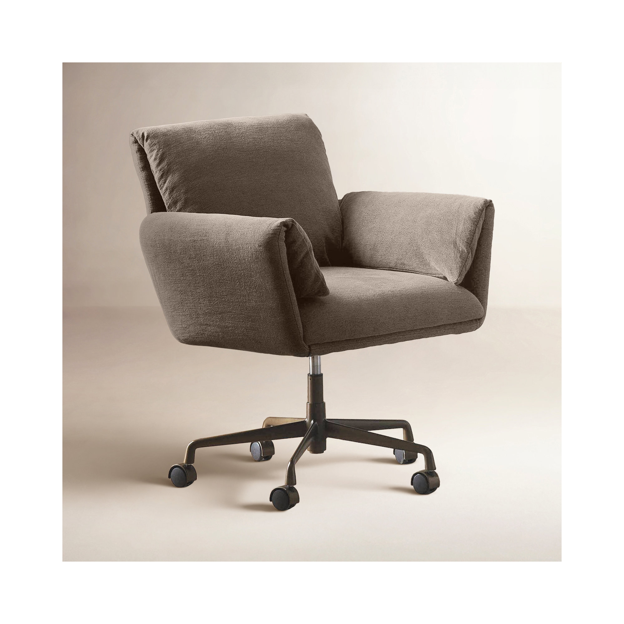 Salerno Desk Chair, Linen, Brown