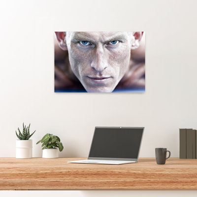 Intense Blue Gaze Abstract Contemporary Wall Art Print 1 Piece Wrapped Canvas Wall Art