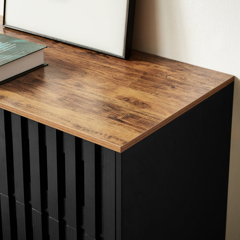 Commode de style moderne à 6 tiroirs - noir avec grille à 6 tiroirs et tiroirs tendance