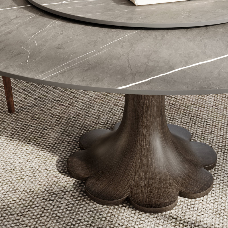Yairi gris en pierre frittée grise avec plateau tournant en bois massif (1 table, 4 chaises, 1 table, 6 chaises), 5