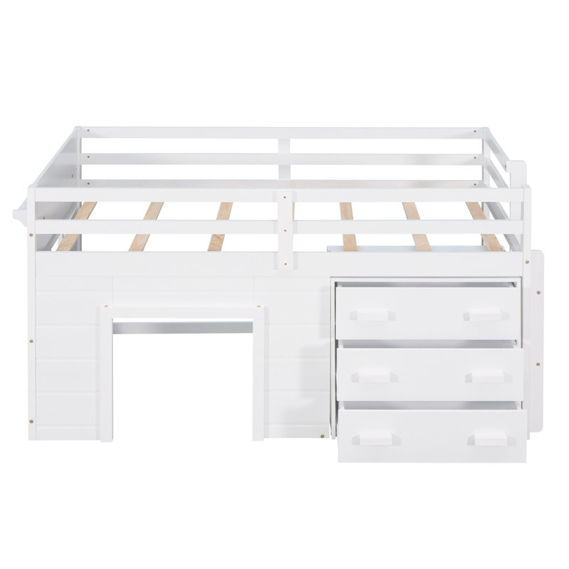 Lit mezzanine avec armoire et tablette