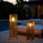 Large Geometric Hollow Design Solar Powered Integrated LED Outdoor Lantern (Set of 2) Solar Lighting