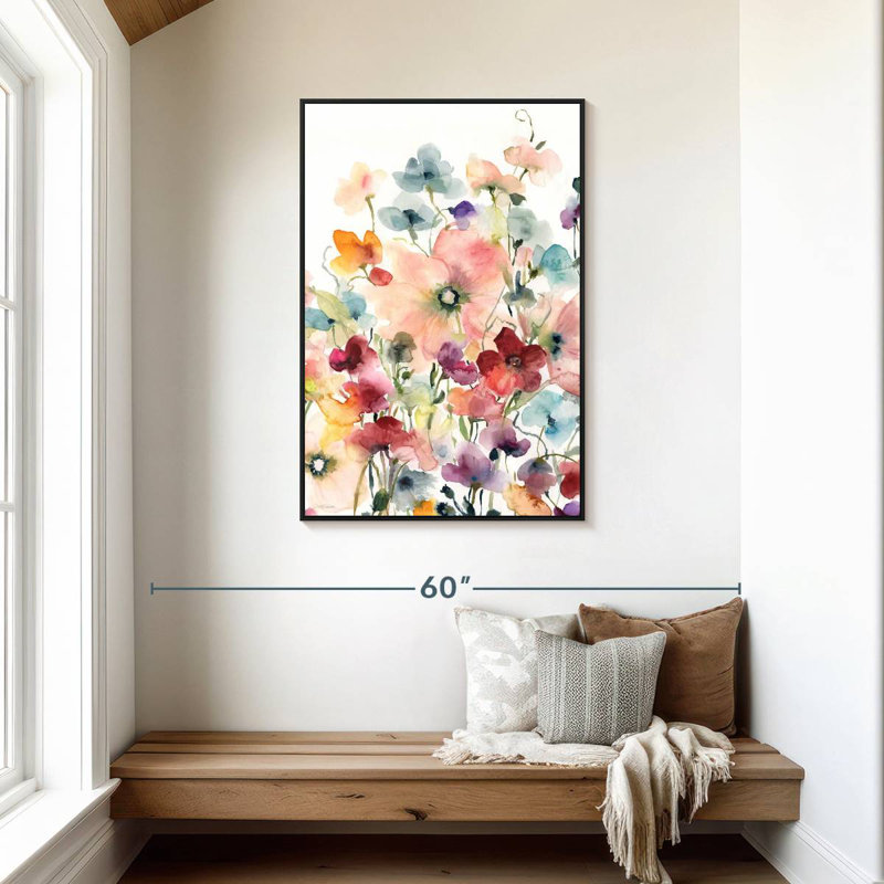 Coquelicots et pois sucrés, Cadre flottant noir, 29 po x 43 po