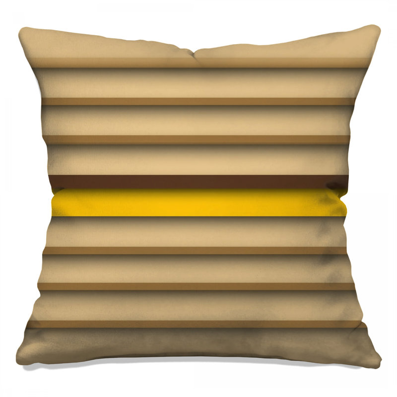 Beige Yellow Stripes Double Sided Throw Pillows, 18 x 18 inches