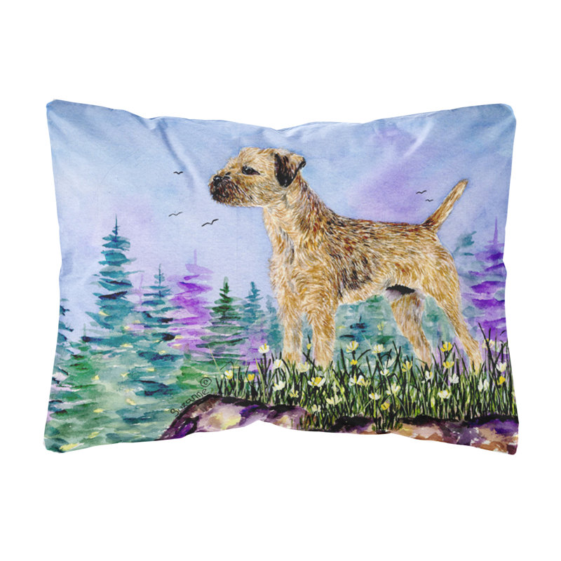 Coussin décoratif intérieur/extérieur rectangulaire à bordure terrier