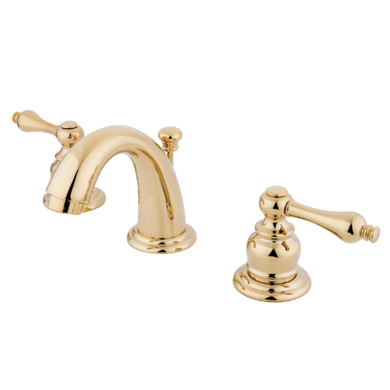 Widespread Bathroom Faucet with Drain Assembly, Polished Brass