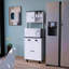 Kitchen Pantry With Ample Storage, 2 Open Shelves, 1 Drawer, 1 Cabinet, 2 Shelves, White+Wengue