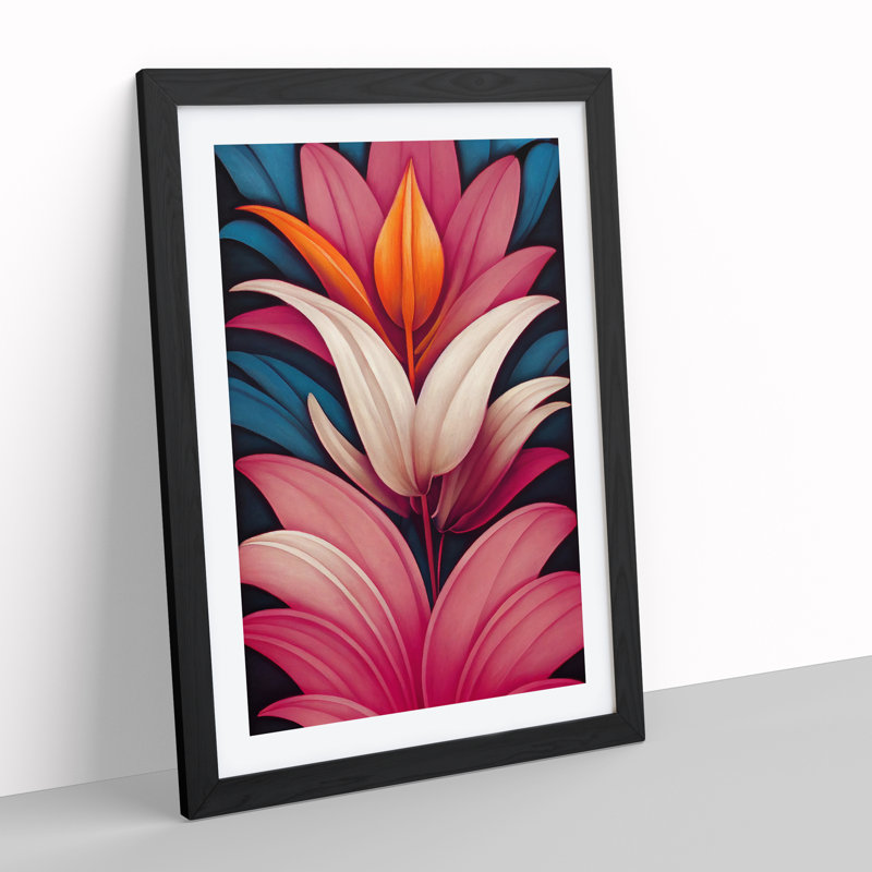 The Lively Flowers - Single Picture Frame Print, Black Framed, 64cm H x 46cm W x 2cm D