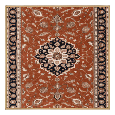Machine Washable Tabriz Brown Area Rug