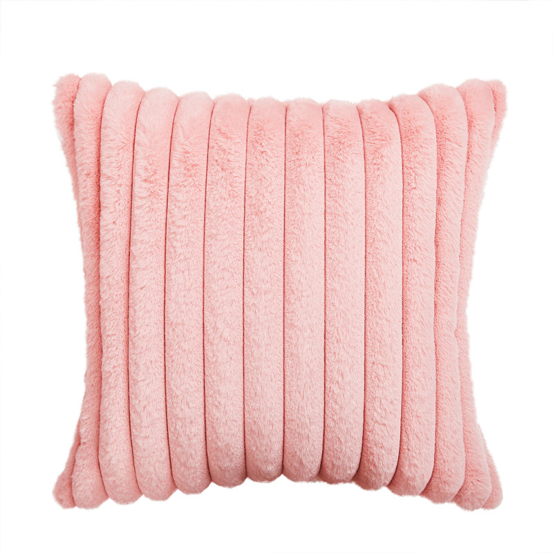 Faux Fur Reversible Throw Pillow, Pink, 20"H x 20"W