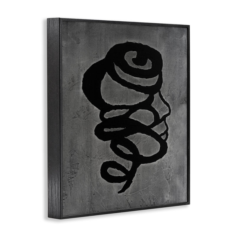 Estampe numérique tourbillonnante foncée, dessin de Vanna Lam, H 14 po x l 11 po, Giclée encadrée noir minuit