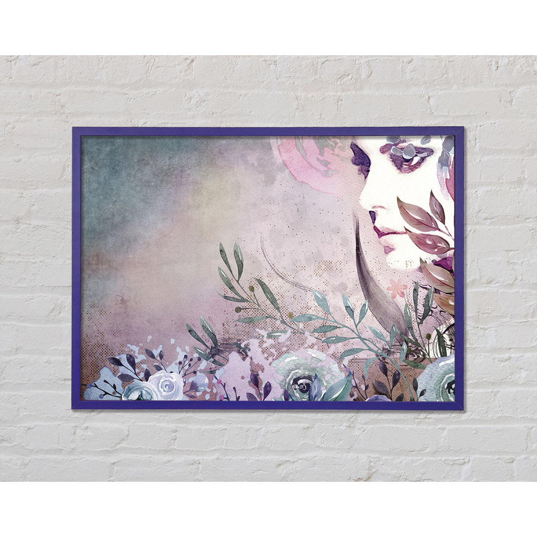 Florales Aquarell Frau Gerahmter Druck