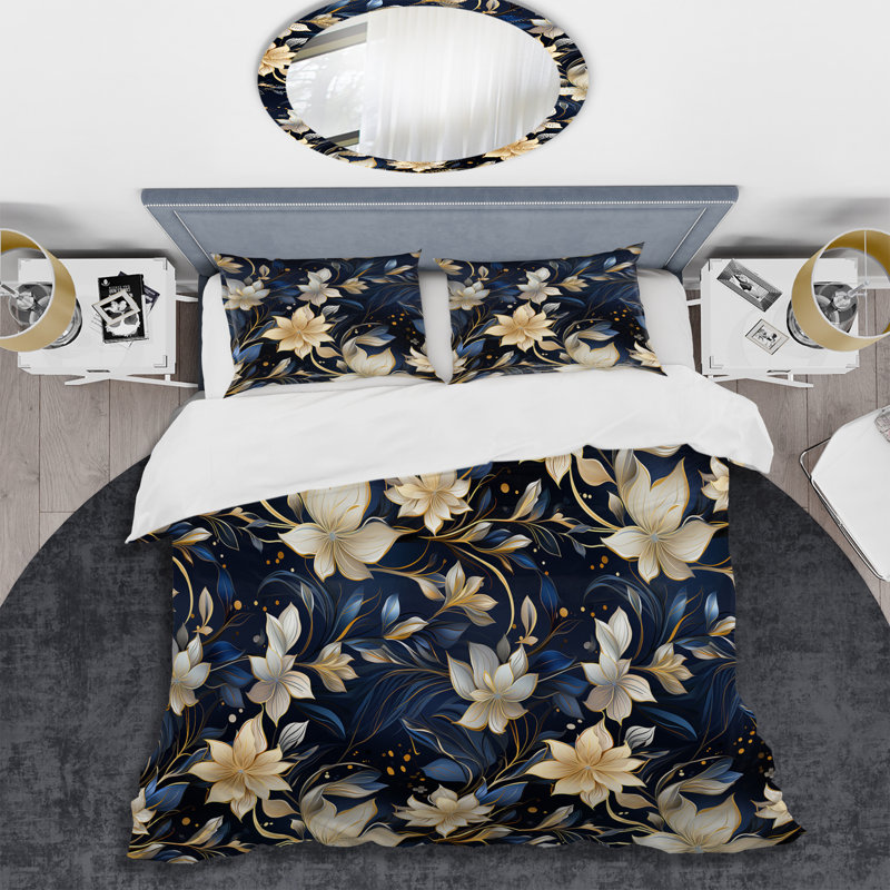 Ensemble de housse de couette floral en polyester microfibre Mailili Midnight Mirage Moody