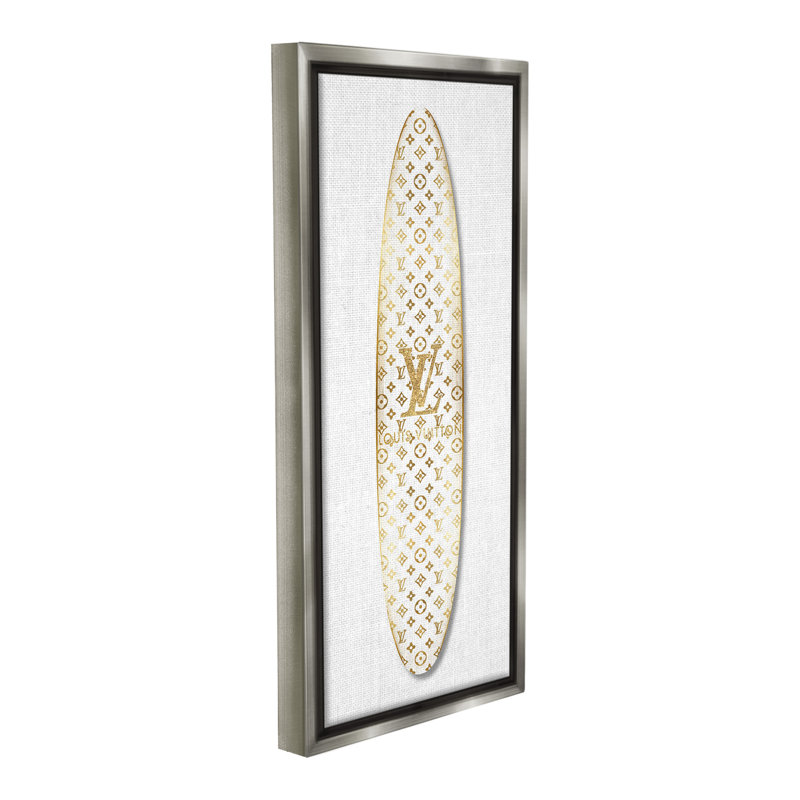 «Designer Patterned Surfboard Floater Frame» par Madeline Blake sur toile, Cadre flottant gris lustré, H 25 po x l 11 po