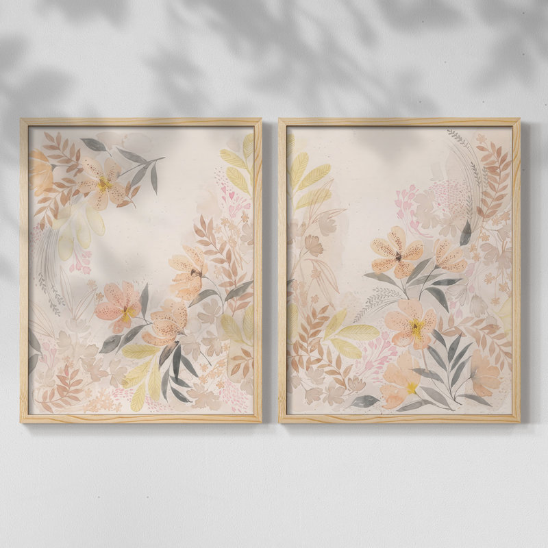 «Windswept Wildflowers I», reproduction encadrée de qualité supérieure - prête à être accrochée - aucun clou requis - aucun clou requis