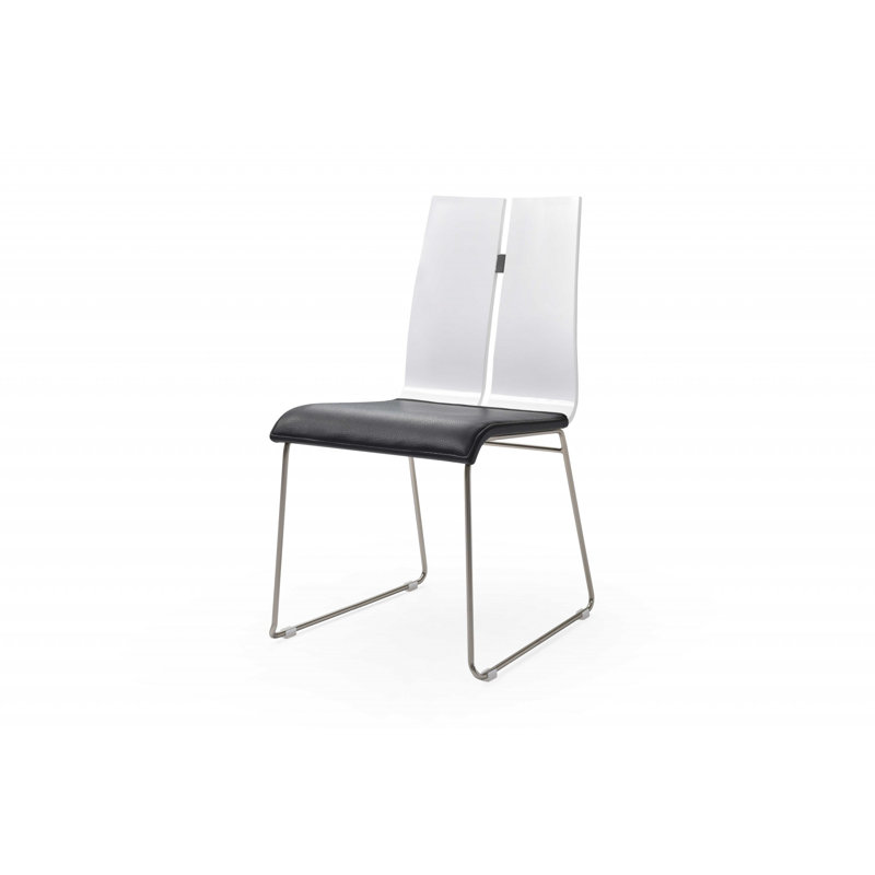 Chaises parsons en similicuir Ajus, Noir, Blanc