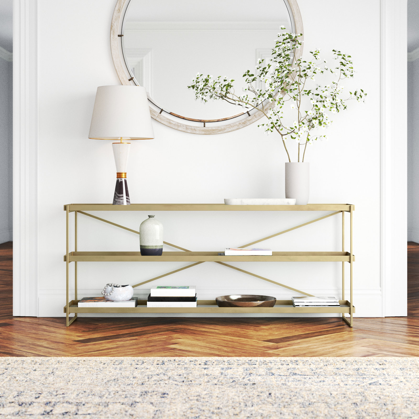 Lupita 16'' Console Table, 72 x 16 x 30, Gold