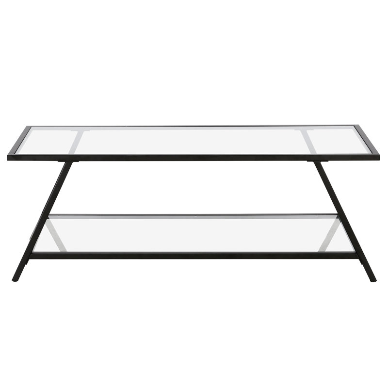 Gemi Four Leg Coffee Table with Storage, Blackened Bronze