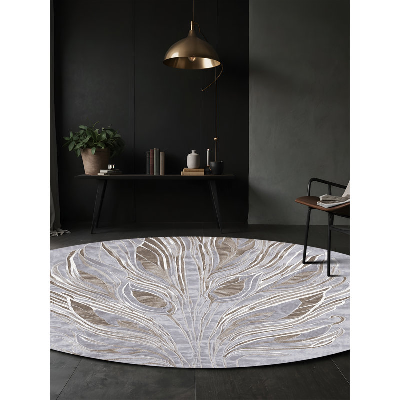 Machine Washable White Area Rug, Round 5'