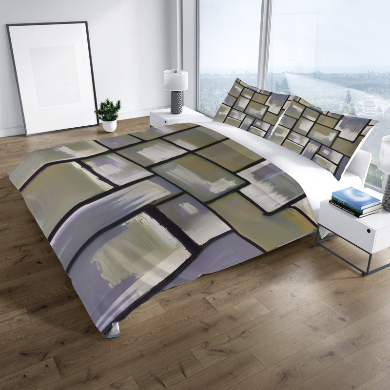 Polyester Abstract Duvet Cover, King Duvet Cover + 2 King Shams