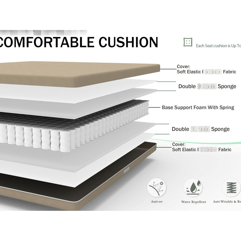 7 coussins de patio en métal beige pour le jardin, la pelouse et l'extérieur