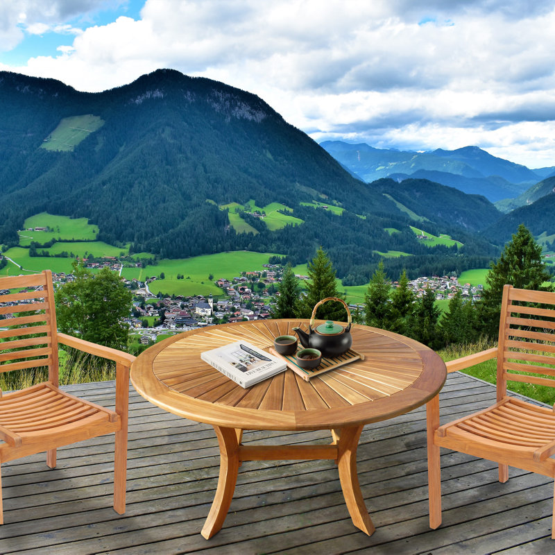 Kingon Outdoor Round Teak Dining Table