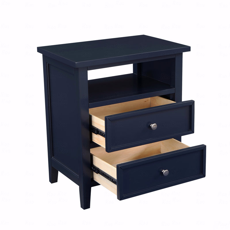 2-Drawer Bedroom Nightstand, Blue